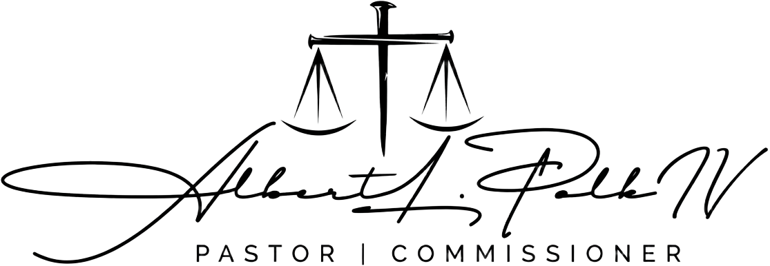 Albert L. Polk IV — Pastor | Commissioner signature logo