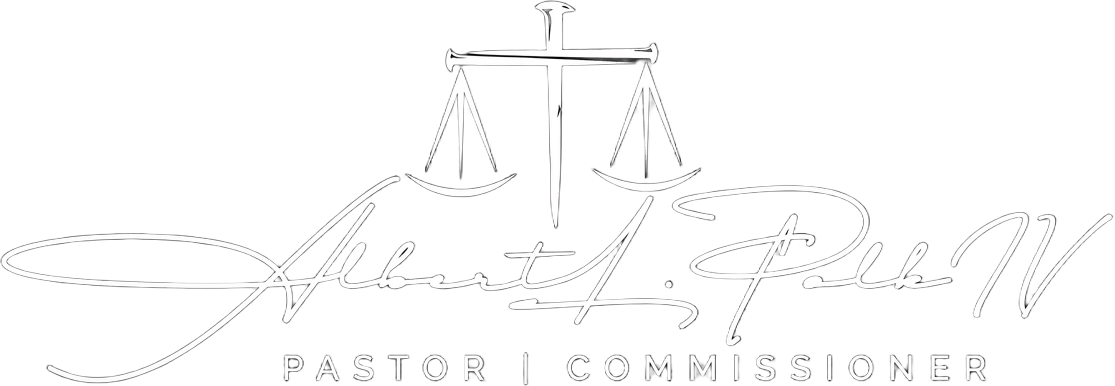 Albert L. Polk IV — Pastor | Commissioner signature logo