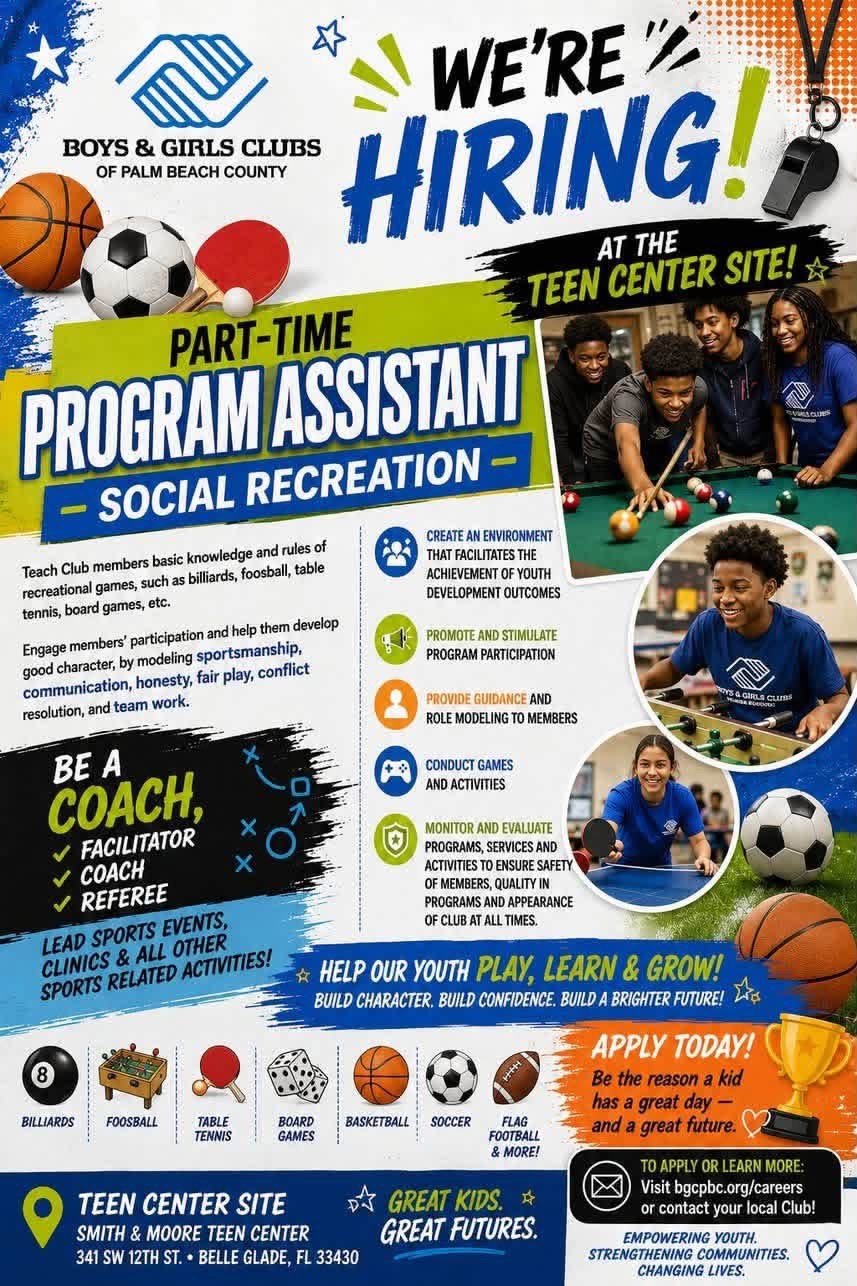 Boys & Girls Clubs Hiring Program Assistant In Belle Glade