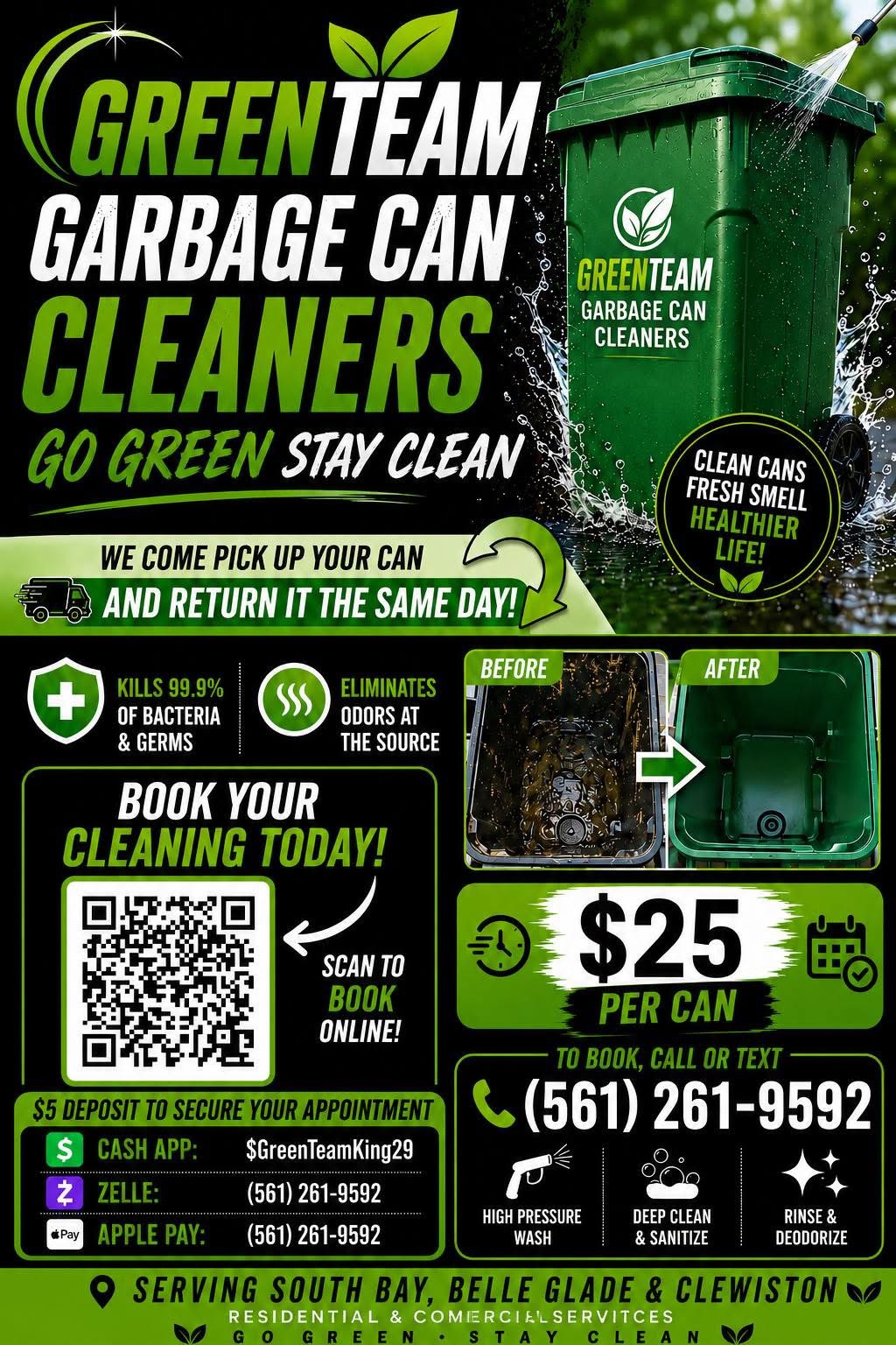 Green Team Garbage Can Cleaners Serving the Glades Area