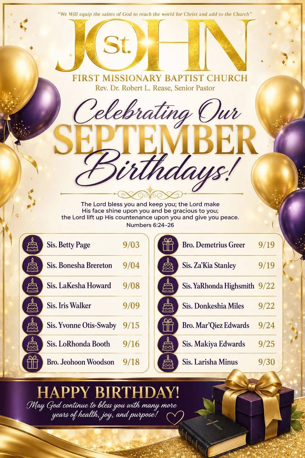 St. John First Missionary Baptist Church Celebrates September Birthdays