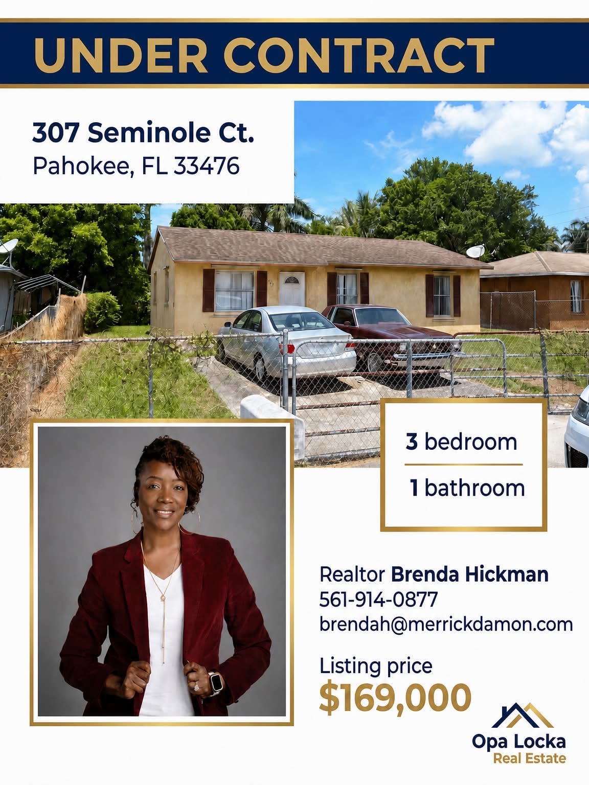 Pahokee Home Under Contract at 307 Seminole Court