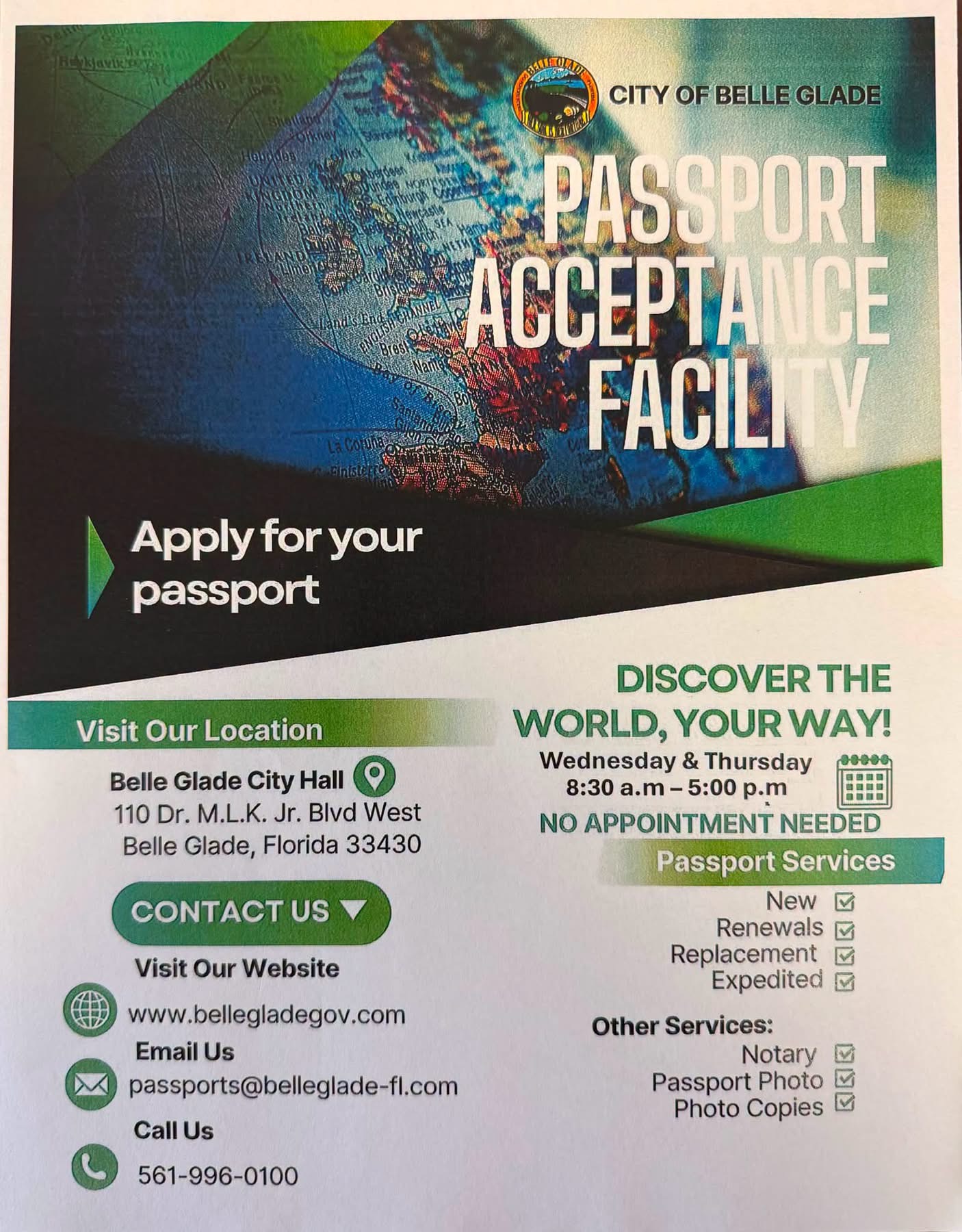 City of Belle Glade Opens Passport Acceptance Facility